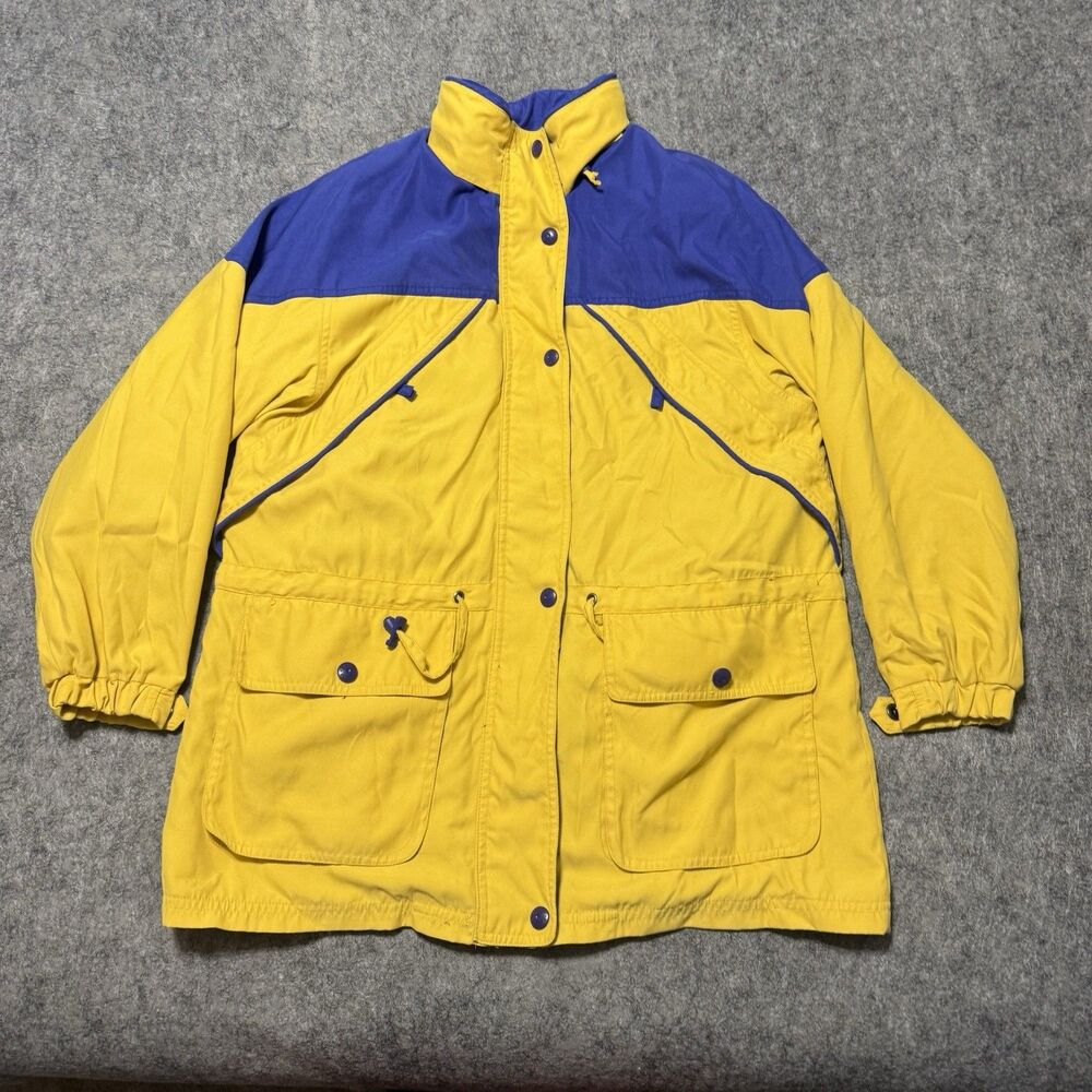 Vtg 80s 90s Braetan Colorblock Jacket Coat M Yellow Blue Kazakhstan